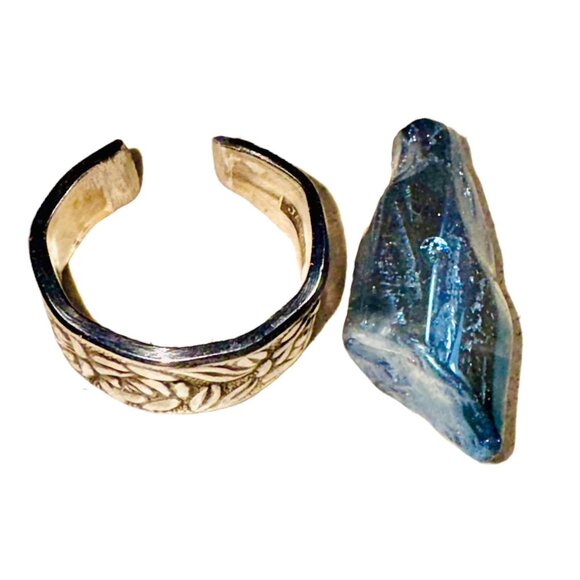Handcrafted Quartz Ring & Vintage Spoon Handle & Silver Blend Boho Metalwork 9 - Picture 7 of 14